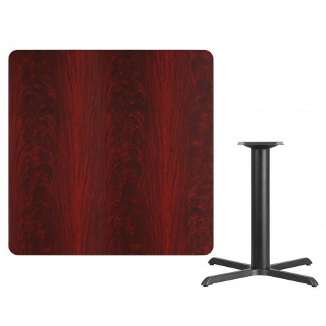 42'' Square Mahogany Laminate Table Top with 33'' x 33'' Table Height Base