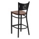 Black Coffee Back Metal Restaurant Bar Stool - Cherry Wood Seat