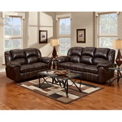 Reclining Living Room Set in Brandon Brown Leather