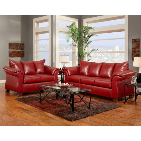 Living Room Set in Sierra Red Leather