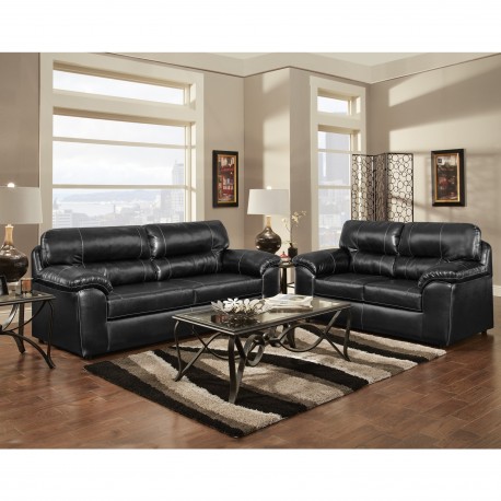 Living Room Set in Taos Black Leather