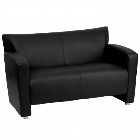Sage Collection Black Leather Love Seat