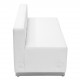 Inspiration Collection White Leather Loveseat with Brushed Stainless Steel Base