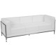 Immaculate Collection Contemporary White Leather Sofa with Encasing Frame