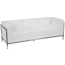 Immaculate Collection Contemporary White Leather Sofa with Encasing Frame