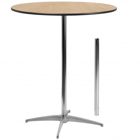 36'' Round Wood Cocktail Table with 30'' and 42'' Columns