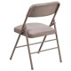 Triple Braced Beige Fabric Upholstered Metal Folding Chair