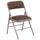 Triple Braced Brown Fabric Upholstered Metal Folding Chair