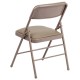 Triple Braced Beige Vinyl Upholstered Metal Folding Chair