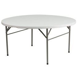 60'' Round Bi-Fold Granite White Plastic Folding Table