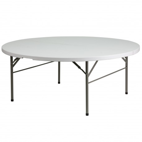 72'' Round Bi-Fold Granite White Plastic Folding Table