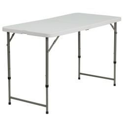 24''W x 48''L Height Adjustable Granite White Plastic Folding Table