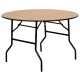 48'' Round Wood Folding Banquet Table with Clear Coated Finished Top