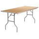 30'' x 72'' Rectangular HEAVY DUTY Birchwood Folding Banquet Table with METAL Edges and Protective Corner Guards