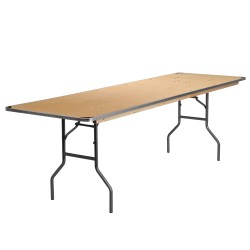 30'' x 96'' Rectangular HEAVY DUTY Birchwood Folding Banquet Table with METAL Edges and Protective Corner Guards