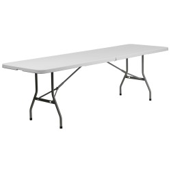 30''W x 96''L Bi-Fold Granite White Plastic Folding Table