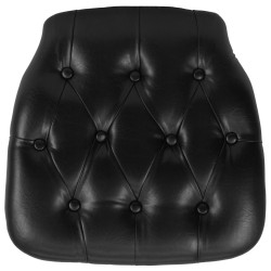 Hard Black Tufted Vinyl Chiavari Chair Cushion