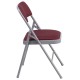 Triple Braced Burgundy Patterned Fabric Upholstered Metal Folding Chair