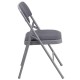 Triple Braced Gray Fabric Upholstered Metal Folding Chair