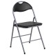 Black Vinyl Metal Folding Chair with Carrying Handle