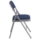 Triple Braced Navy Patterned Fabric Upholstered Metal Folding Chair