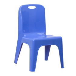 Blue Plastic Stackable School Chair with Carrying Handle and 11'' Seat Height