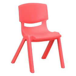 Red Plastic Stackable School Chair with 12'' Seat Height