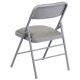 Triple Braced Gray Vinyl Upholstered Metal Folding Chair