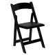 Black Wood Folding Chair with Vinyl Padded Seat