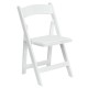 White Wood Folding Chair with Vinyl Padded Seat