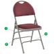 Extra Large Ultra-Premium Triple Braced Burgundy Fabric Metal Folding Chair with Easy-Carry Handle