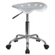 Vibrant Silver Tractor Seat and Chrome Stool