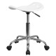 Vibrant White Tractor Seat and Chrome Stool
