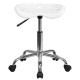 Vibrant White Tractor Seat and Chrome Stool