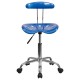Vibrant Bright Blue and Chrome Computer Task Chair with Tractor Seat