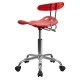 Vibrant Cherry Tomato and Chrome Computer Task Chair with Tractor Seat