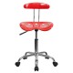 Vibrant Cherry Tomato and Chrome Computer Task Chair with Tractor Seat