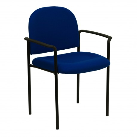 Navy Fabric Comfortable Stackable Steel Side Chair with Arms