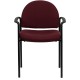 Burgundy Fabric Comfortable Stackable Steel Side Chair with Arms