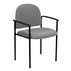 Gray Fabric Comfortable Stackable Steel Side Chair with Arms