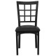 Black Window Back Metal Restaurant Chair - Black Vinyl Seat