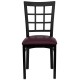 Black Window Back Metal Restaurant Chair - Burgundy Vinyl Seat