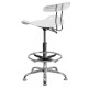 Vibrant White and Chrome Drafting Stool with Tractor Seat