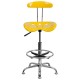 Vibrant Orange-Yellow and Chrome Drafting Stool with Tractor Seat