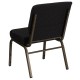 21'' Extra Wide Black Dot Patterned Fabric Stacking Church Chair with 4'' Thick Seat - Gold Vein Frame