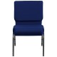 21'' Extra Wide Navy Blue Fabric Stacking Church Chair with 4'' Thick Seat - Silver Vein Frame