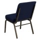 21'' Extra Wide Navy Blue Dot Patterned Fabric Stacking Church Chair with 4'' Thick Seat - Gold Vein Frame