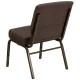 21'' Extra Wide Brown Fabric Stacking Church Chair with 4'' Thick Seat - Gold Vein Frame
