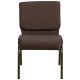 21'' Extra Wide Brown Fabric Stacking Church Chair with 4'' Thick Seat - Gold Vein Frame