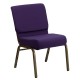 21'' Extra Wide Royal Purple Fabric Stacking Church Chair with 4'' Thick Seat - Gold Vein Frame